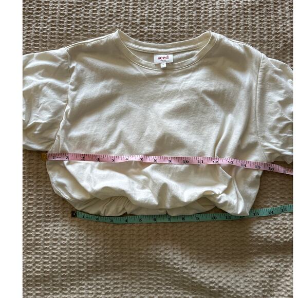 Seed Heritage Cream Cropped Bubble Hem Top Small - Picture 5 of 6